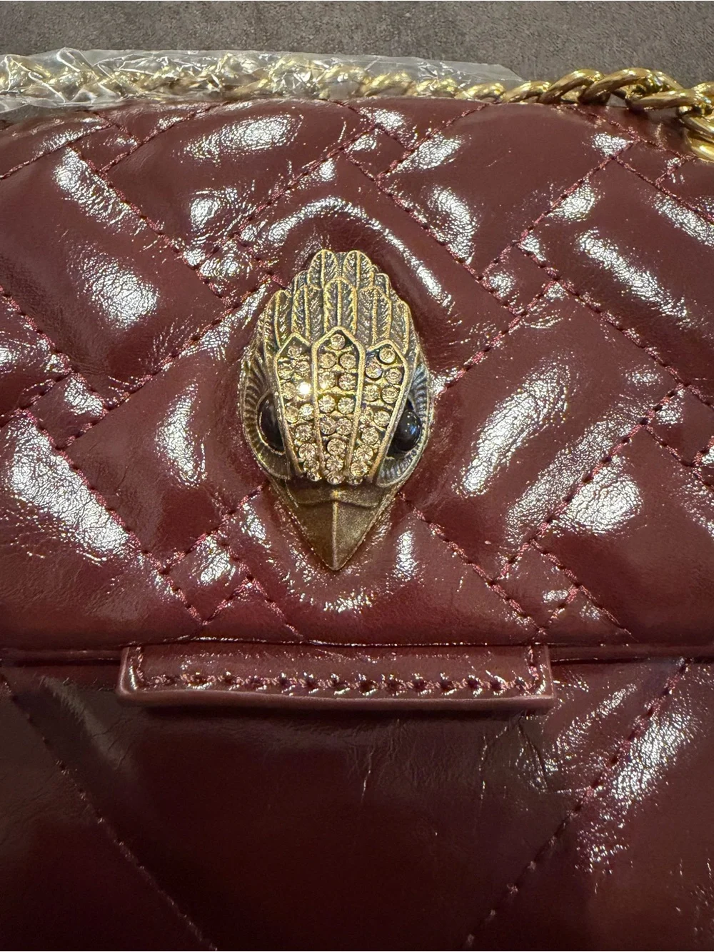 New Kurt geiger inspired Quilted Shoulder Bag in Deep Burgundy 9 in by 6.5 in